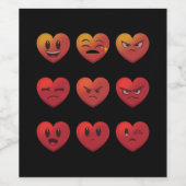 Valentijnsdag Gekke gezichten harten Funny Wijn Etiket (Enkel label)