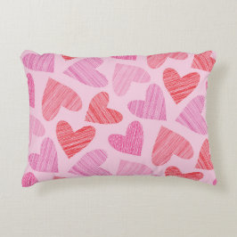 Valentijnsdag gekrabbeld rood en roze harten accent kussen