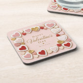 Valentijnsdag Gelaagde Hart Frame Rand Bier Onderzetter (Linkerzijde)