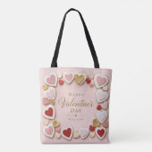 Valentijnsdag Gelaagde Hart Frame Rand Tote Bag (Achterkant)