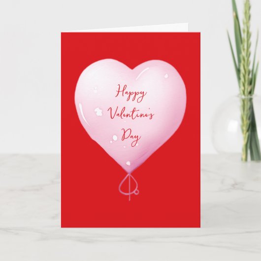 Valentijnsdag gelukkig hart aangepast helderrood feestdagen kaart (Voorkant)