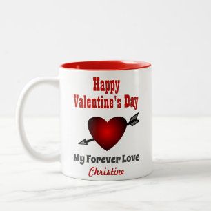 Valentijnsdag Gelukkig Hart Liefde Voor Altijd Tweekleurige Koffiemok