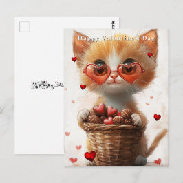 Valentijnsdag-gemberkattenmandhartjes Briefkaart