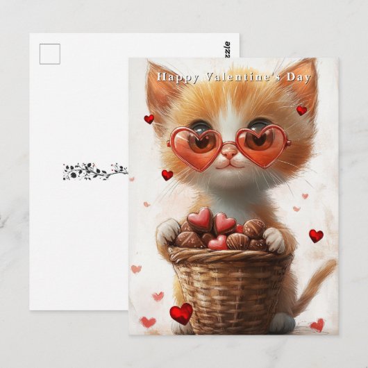 Valentijnsdag-gemberkattenmandhartjes Briefkaart (Voorkant / Achterkant)