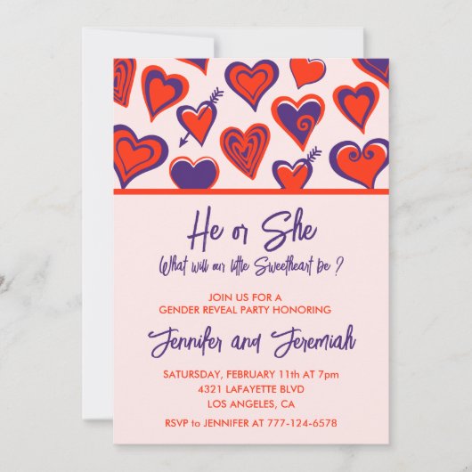 Valentijnsdag gender onthullen uitnodiging lieverd (Voorkant)