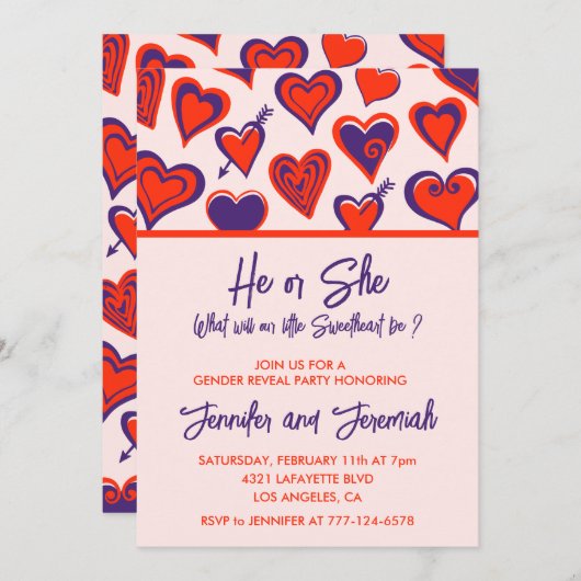 Valentijnsdag gender onthullen uitnodiging lieverd (Voorkant / Achterkant)