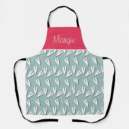 Valentijnsdag Geometrische harten Mint Roze Schort (Voorkant)