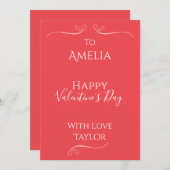 Valentijnsdag Gepersonaliseerd Stijlvol Roze Wit Feestdagenkaart (Voorkant / Achterkant)