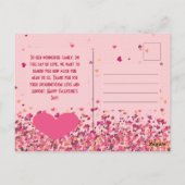 Valentijnsdag gepersonaliseerde foto roze harten briefkaart (Achterkant)