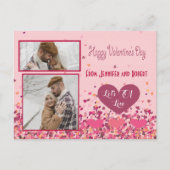 Valentijnsdag gepersonaliseerde foto roze harten briefkaart (Voorkant)