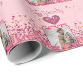 Valentijnsdag gepersonaliseerde foto roze harten cadeaupapier (Rol Hoek)