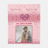 Valentijnsdag gepersonaliseerde foto roze harten fleece deken (Voorkant)