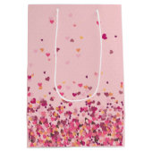 Valentijnsdag gepersonaliseerde foto roze harten medium cadeauzakje (Achterkant)