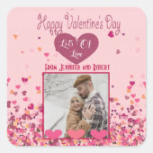 Valentijnsdag Gepersonaliseerde foto Roze Harten s Vierkante Sticker (Voorkant)