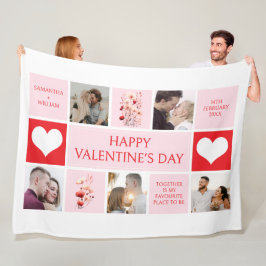 Valentijnsdag gepersonaliseerde fotocollage fleece deken