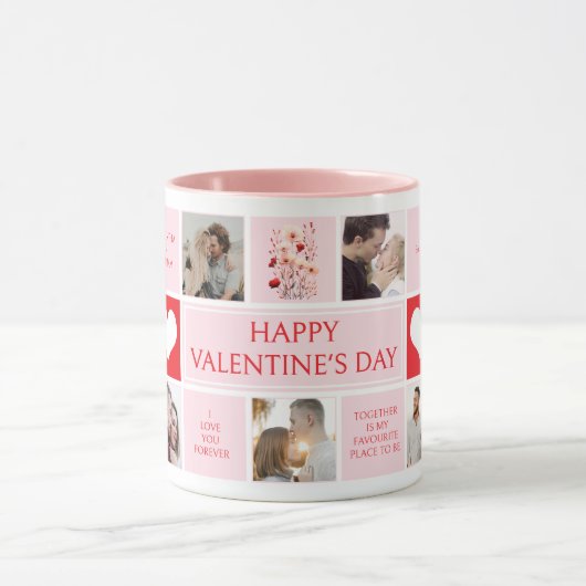 Valentijnsdag gepersonaliseerde fotocollage mok (Midden)