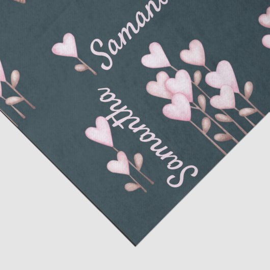 Valentijnsdag Gepersonaliseerde naam Harde bloemen Tissuepapier (Detail)