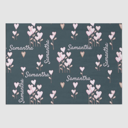 Valentijnsdag Gepersonaliseerde naam Harde bloemen Tissuepapier (Voorkant)