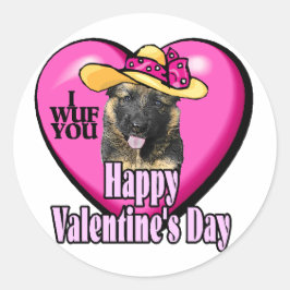 Valentijnsdag German Shepherd Ronde Sticker
