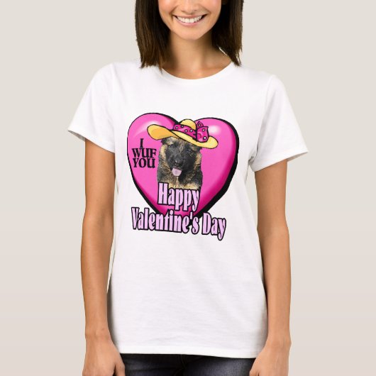 Valentijnsdag German Shepherd T-shirt (Voorkant)