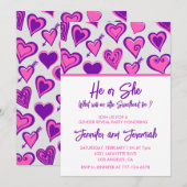 Valentijnsdag Geslacht onthullen liefje paarse roz Kaart (Voorkant / Achterkant)