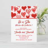 Valentijnsdag geslacht onthullen liefje rood roze kaart (Staand voorkant)