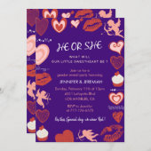 Valentijnsdag geslacht onthullen uitnodiging hij o (Voorkant / Achterkant)