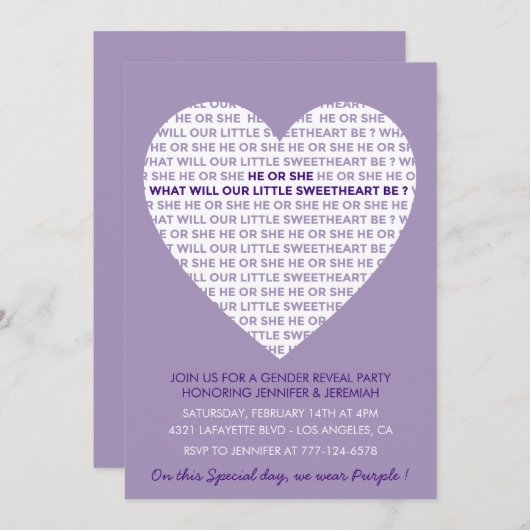 Valentijnsdag Geslacht onthullen uitnodiging valen (Voorkant / Achterkant)