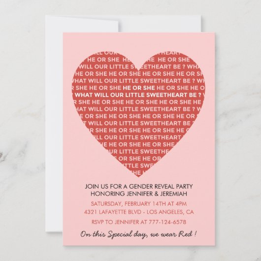 Valentijnsdag geslacht onthullen valentijnen roze  kaart (Voorkant)