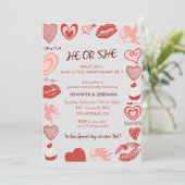 Valentijnsdag Geslacht openbaring uitnodiging hart (Staand voorkant)