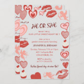 Valentijnsdag Geslacht openbaring uitnodiging hart (Voorkant / Achterkant)