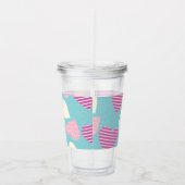 Valentijnsdag gestreepte harten monogram acryl drinkbeker (Rechts)