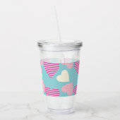 Valentijnsdag gestreepte harten monogram acryl drinkbeker (Links)