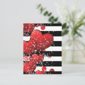 Valentijnsdag gestreepte luxe feestdagenkaart (Staand voorkant)