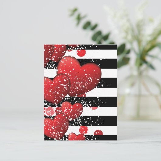 Valentijnsdag gestreepte luxe feestdagenkaart (Staand voorkant)