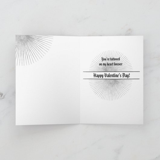 Valentijnsdag getatoeëerde harten Namen en datum t Feestdagen Kaart (Binnen)