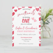 Valentijnsdag gezamenlijke verjaardagsuitnodiging kaart (Staand voorkant)