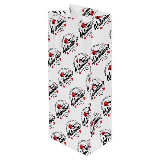 Valentijnsdag Gift Bag Wijn Cadeautas (Achterkant Gekanteld)