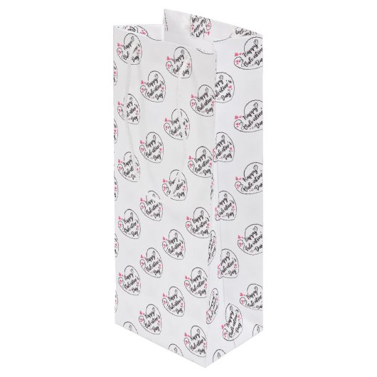 Valentijnsdag Gift Bag Wijn Cadeautas (Achterkant Gekanteld)