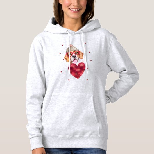 Valentijnsdag Gift Beagle Dog Hoodie (Voorkant)