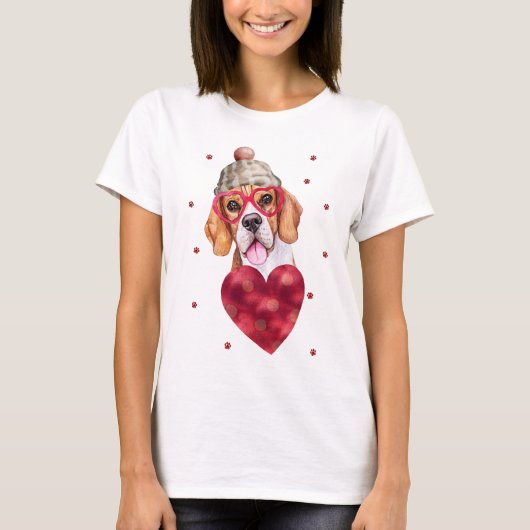 Valentijnsdag Gift Beagle Dog T-shirt (Voorkant)