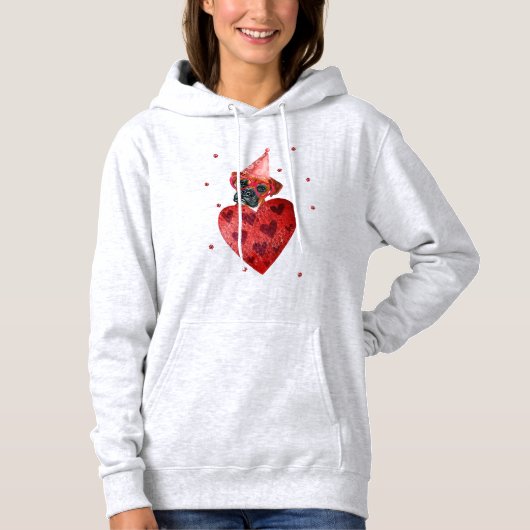 Valentijnsdag Gift Boxer Dog Hoodie (Voorkant)