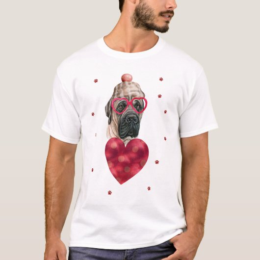Valentijnsdag Gift English Mastiff Dog T-shirt (Voorkant)