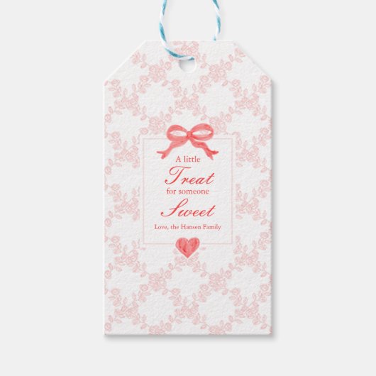 Valentijnsdag Gift Label Roos Trellis Cadeaulabel (Voorkant)