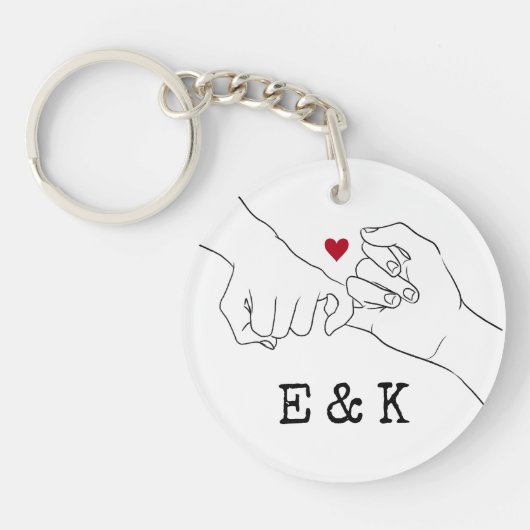 Valentijnsdag Gift Pinky Promise Foto Couple Sleutelhanger (Voorkant)