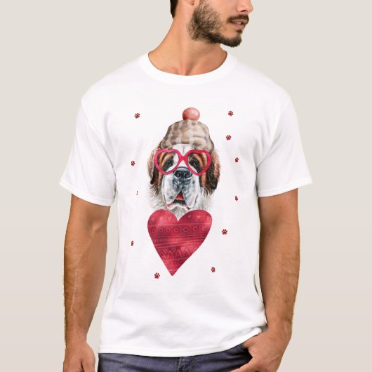 Valentijnsdag Gift Saint Bernard Dog T-shirt (Voorkant)