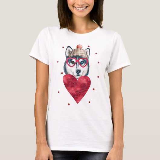 Valentijnsdag Gift Siberian Husky Dog T-shirt (Voorkant)