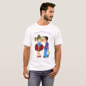 Valentijnsdag Gift T-Shirt met Schattige Paar Lief (Voorkant volledig)