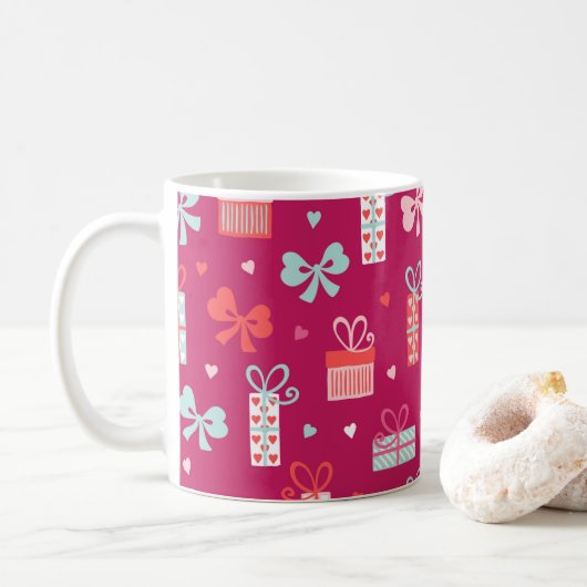 Valentijnsdag Gifts Bows harst roze rode liefde Koffiemok (Met donut)