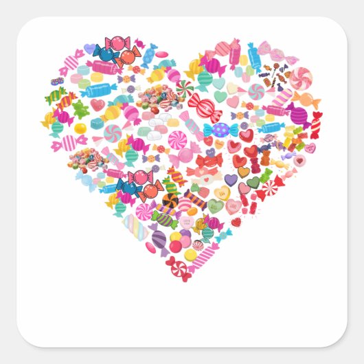 Valentijnsdag Gifts Snoep Hartvorm Ontwerp Vierkante Sticker (Voorkant)